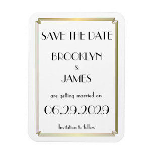 Magnet Flexible Aimant de mariage Gatsby Art Déco Or Enregistrer l