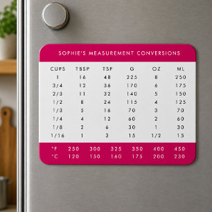 Magnet Flexible Aimant de réfrigérateur Tableau de conversion de