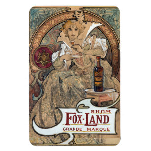 Magnet Flexible Aimant de rhum d'Alphonse Mucha