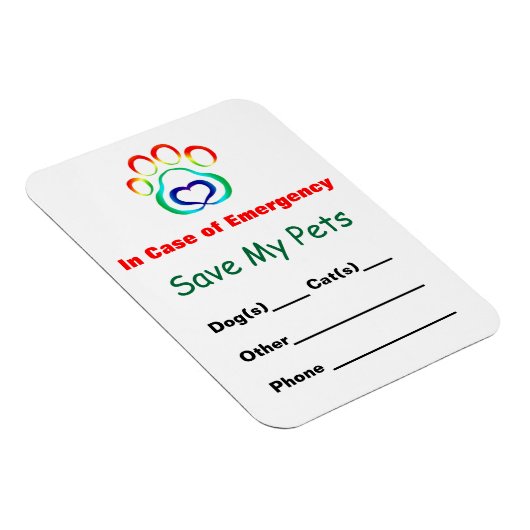Magnet Flexible Aimant de Secourt d'animal de compagnie d'urgence (Côté Droit)