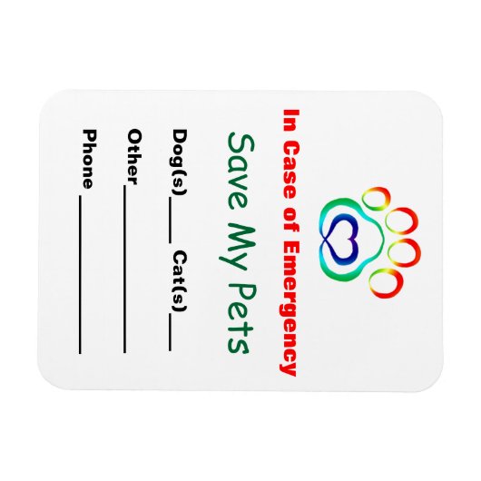 Magnet Flexible Aimant de Secourt d'animal de compagnie d'urgence (Horizontal)