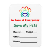 Magnet Flexible Aimant de Secourt d'animal de compagnie d'urgence (Vertical)