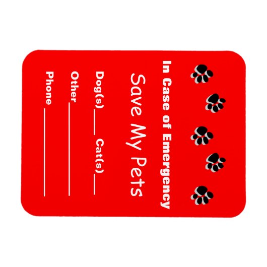Magnet Flexible Aimant de Secourt d'animal de compagnie d'urgence (Horizontal)