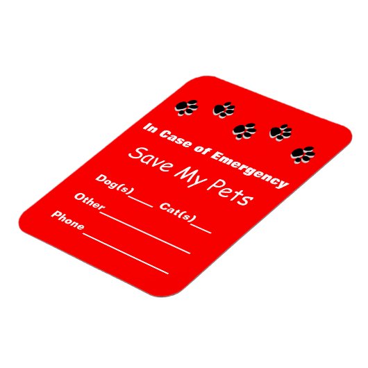 Magnet Flexible Aimant de Secourt d'animal de compagnie d'urgence (Côté Gauche)