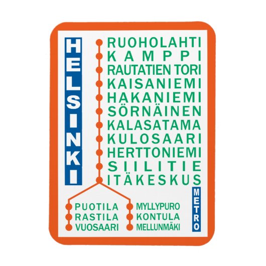 Magnet Flexible Aimant des stations de métro Helsinki (Vertical)