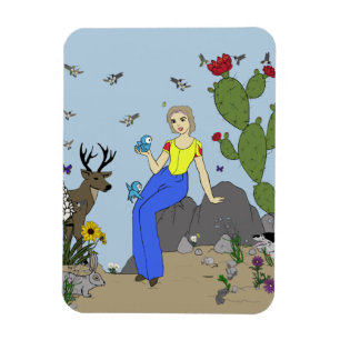 Magnet Flexible Aimant Fille et Animaux du désert