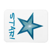 Magnet Flexible Aimant flexible bleu Star 'STAR!' blanc (Horizontal)