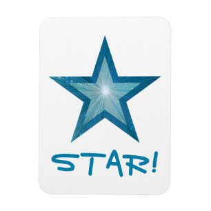 Magnet Flexible Aimant flexible bleu Star 'STAR!' blanc