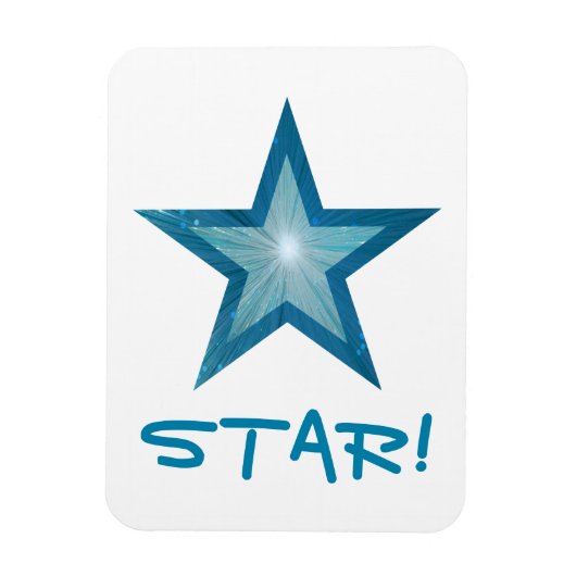 Magnet Flexible Aimant flexible bleu Star 'STAR!' blanc (Vertical)