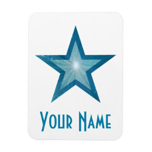 Magnet Flexible Aimant flexible Blue Star 'Nom' blanc