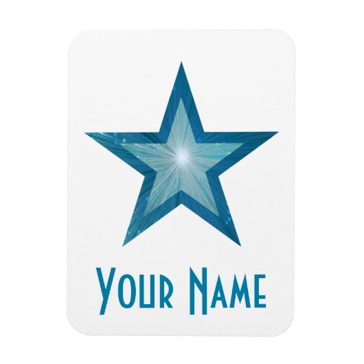Magnet Flexible Aimant flexible Blue Star 'Nom' blanc (Vertical)