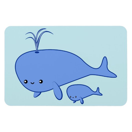 Magnet Flexible Aimant flexible Kawaii Baby Whale et Mama Whale (Horizontal)