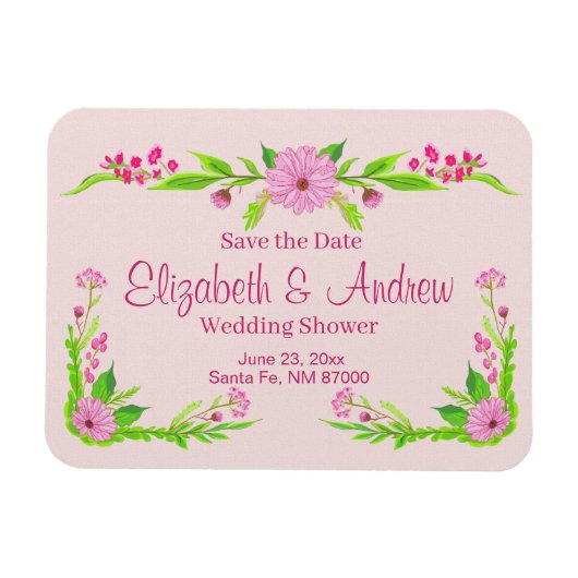 Magnet Flexible Aimant floral rose et vert nostalgique (Horizontal)