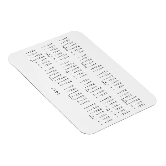 Magnet Flexible Aimant frigo 2015 Calendrier (Côté Droit)