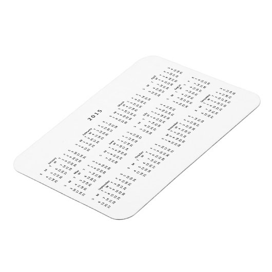 Magnet Flexible Aimant frigo 2015 Calendrier (Côté Gauche)
