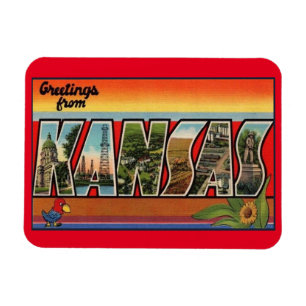 Magnet Flexible Aimant frigo Kansas - voyage vintage