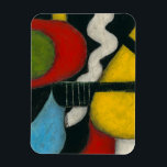 Magnet Flexible Aimant frigorifique en dentifrice<br><div class="desc">Une peinture abstraite contemporaine composée de grandes zones obstruées de couleur,  une en blanc avec une forme tourbillonnant qui rappelle le dentifrice pressé du tube. Il est entouré de formes rouges,  vertes,  noires et jaunes avec des rayures dans la peinture.</div>