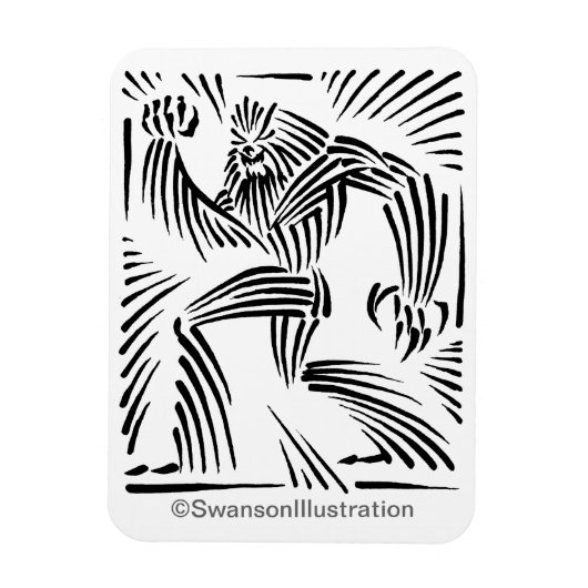 Magnet Flexible Aimant graphique Bigfoot Woodcut (Vertical)