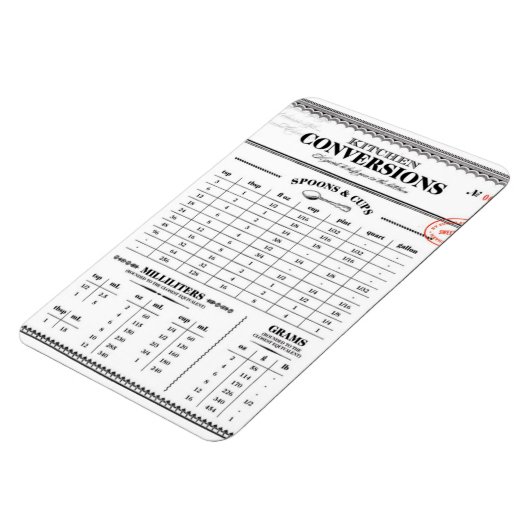 Magnet Flexible Aimant graphique de conversion de mesure de cuisin (Côté Gauche)