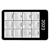 Magnet Flexible Aimant Mini Calendrier Noir 2023 (Horizontal)