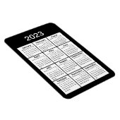Magnet Flexible Aimant Mini Calendrier Noir 2023 (Côté Droit)