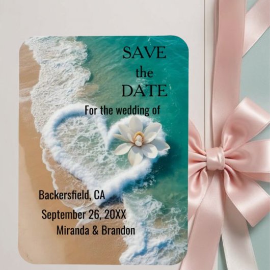 Magnet Flexible Aimant Monogramme de Mariage sur la Plage avec des