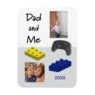 Magnet Flexible Aimant personnalisé 2 photos Fun, Papa joueur et m