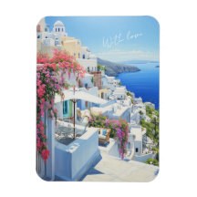 Aimant photo flexible "Avec amour" Santorin