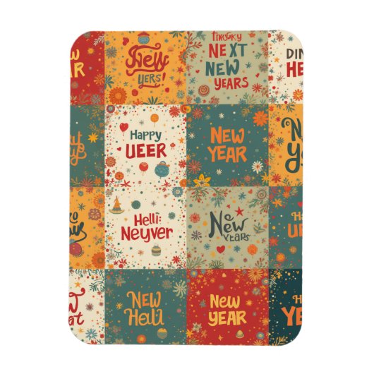 Magnet Flexible Aimant photo flexible avec vibe de Nouvel An (Vertical)