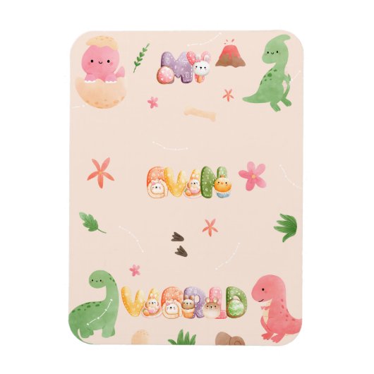 Magnet Flexible Aimant photo flexible Monde de dinosaure mignon (Vertical)