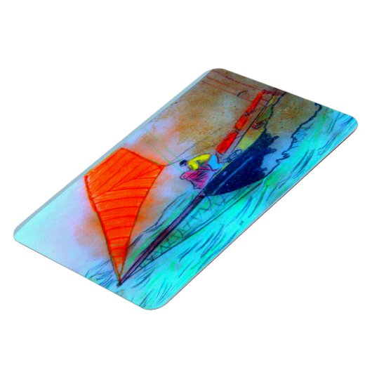 Magnet Flexible aimant photo goélette à voile rouge (Côté Gauche)