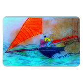 Magnet Flexible aimant photo goélette à voile rouge (Horizontal)