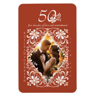 Magnet Flexible Aimant photo pour 50 ans d'anniversaire Rouge Roma