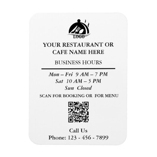 Magnet Flexible Aimant pour les heures d'ouverture et le QR code d (Vertical)