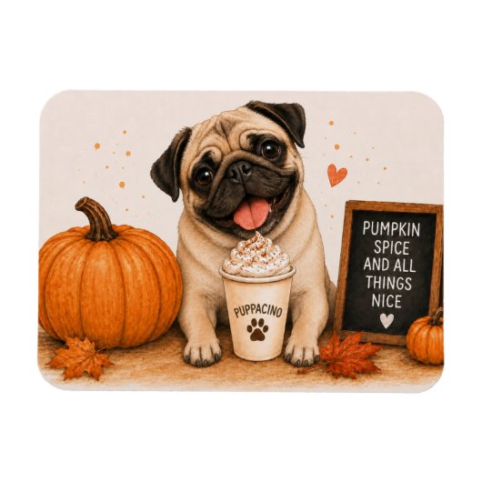 Magnet Flexible Aimant Pug Pumpkin Spice (Horizontal)