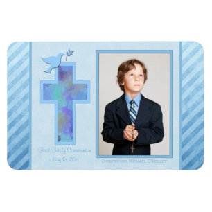 Magnet Flexible Aimant rayé bleu de photo de sainte communion de