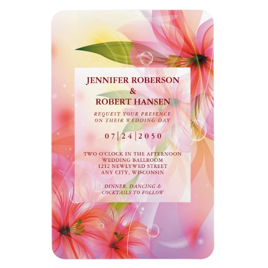 Magnet Flexible Aimant Rectangle de Mariage Fleur d'Hibiscus Rose (Vertical)