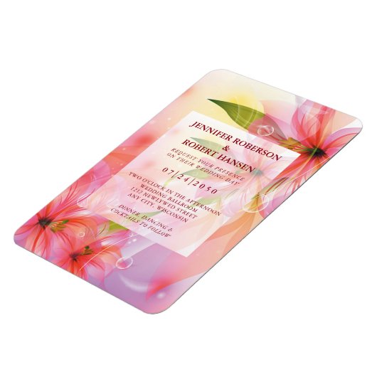 Magnet Flexible Aimant Rectangle Mariage Hibiscus Rose (Côté Gauche)