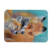 Magnet Flexible Aimant renards. Renarde et renardeau. (Horizontal)