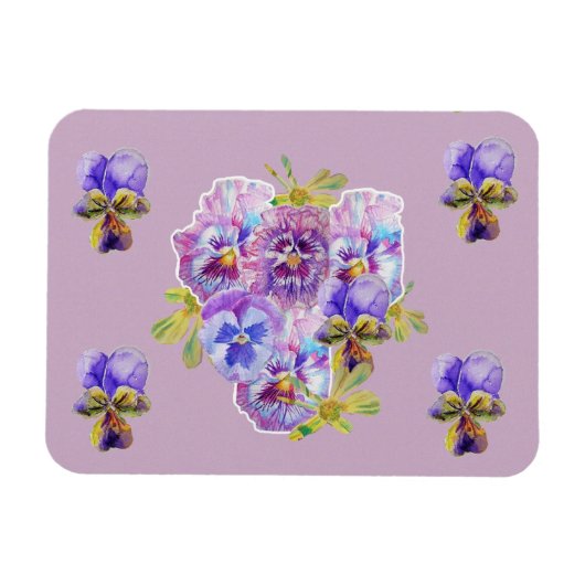 Magnet Flexible Aimant Shabby Chic Fleur de Pensée Fleurale Lilas (Horizontal)