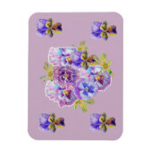 Magnet Flexible Aimant Shabby Chic Fleur de Pensée Fleurale Lilas (Vertical)
