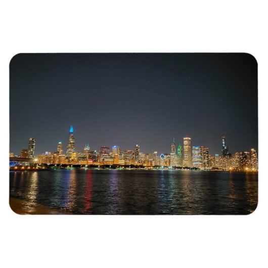 Magnet Flexible Aimant Skyline de nuit de Chicago (Horizontal)