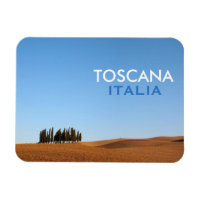 Aimant Toscane rectangulaire avec cyprès et texte