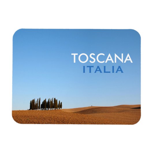 Magnet Flexible Aimant Toscane rectangulaire avec cyprès et texte (Horizontal)