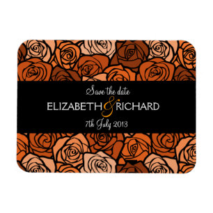 Magnet Flexible Aimant vintage orange roses 'Sauvez la date'