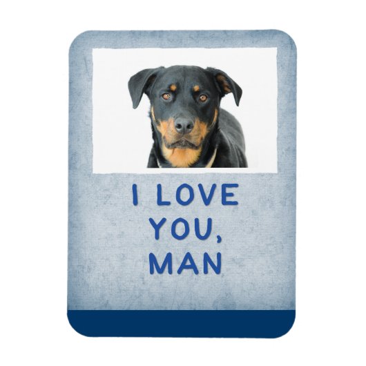 Magnet Flexible Aimez-vous l'homme, bleu clair personnalisé chien (Vertical)