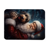 Magnet Flexible Airedale avec Noël Festif du Père Noël (Horizontal)