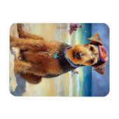 Magnet Flexible Airedale sur la plage, cadeau d'été pour les amour (Horizontal)