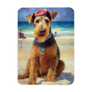 Magnet Flexible Airedale sur la plage, cadeau d'été pour les amour