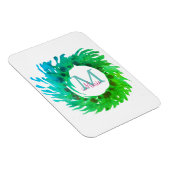 Magnet Flexible Ajouter une couronne de Noël vert rose monogramme (Côté Droit)